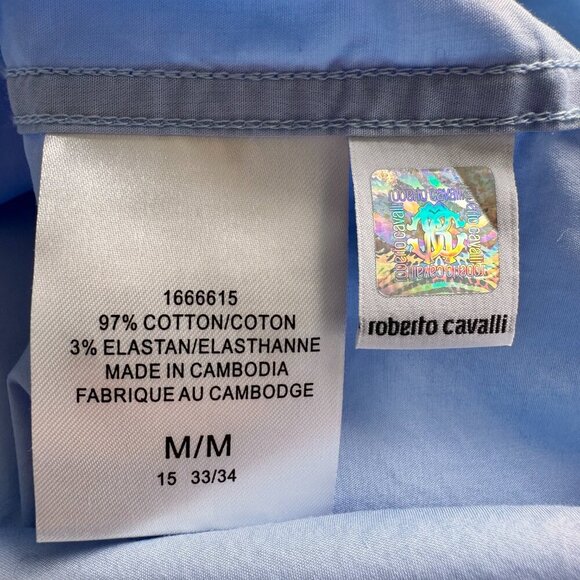 Roberto Cavalli Cotton Long Sleeve Classic RC Dress Shirt Blue - Picture 7 of 9